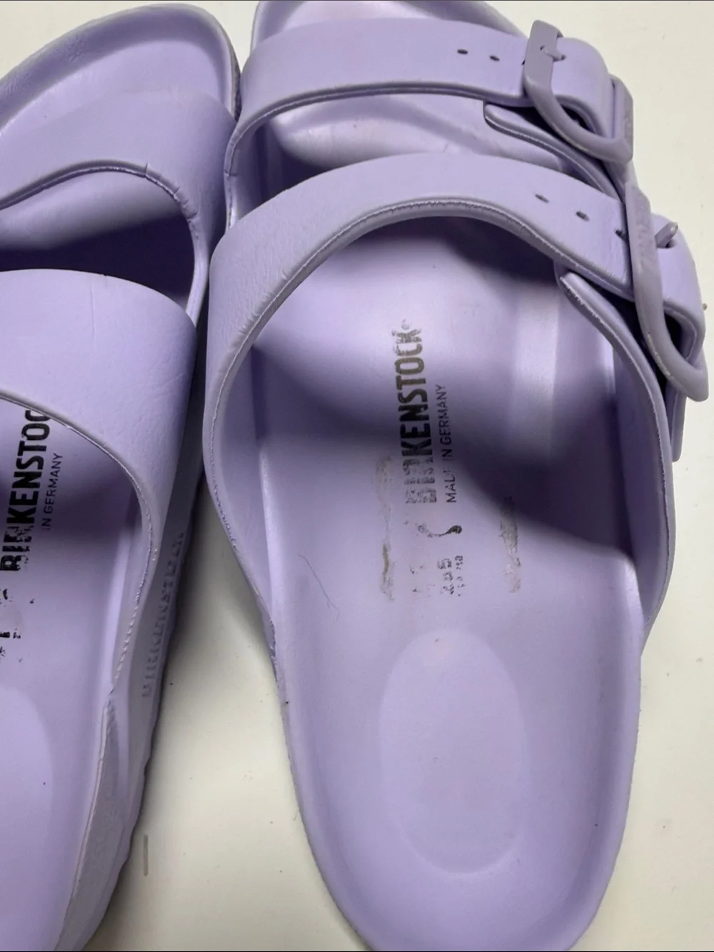 Birkenstock Two-Strap EVA Sandals in Lavender size 10-10.5